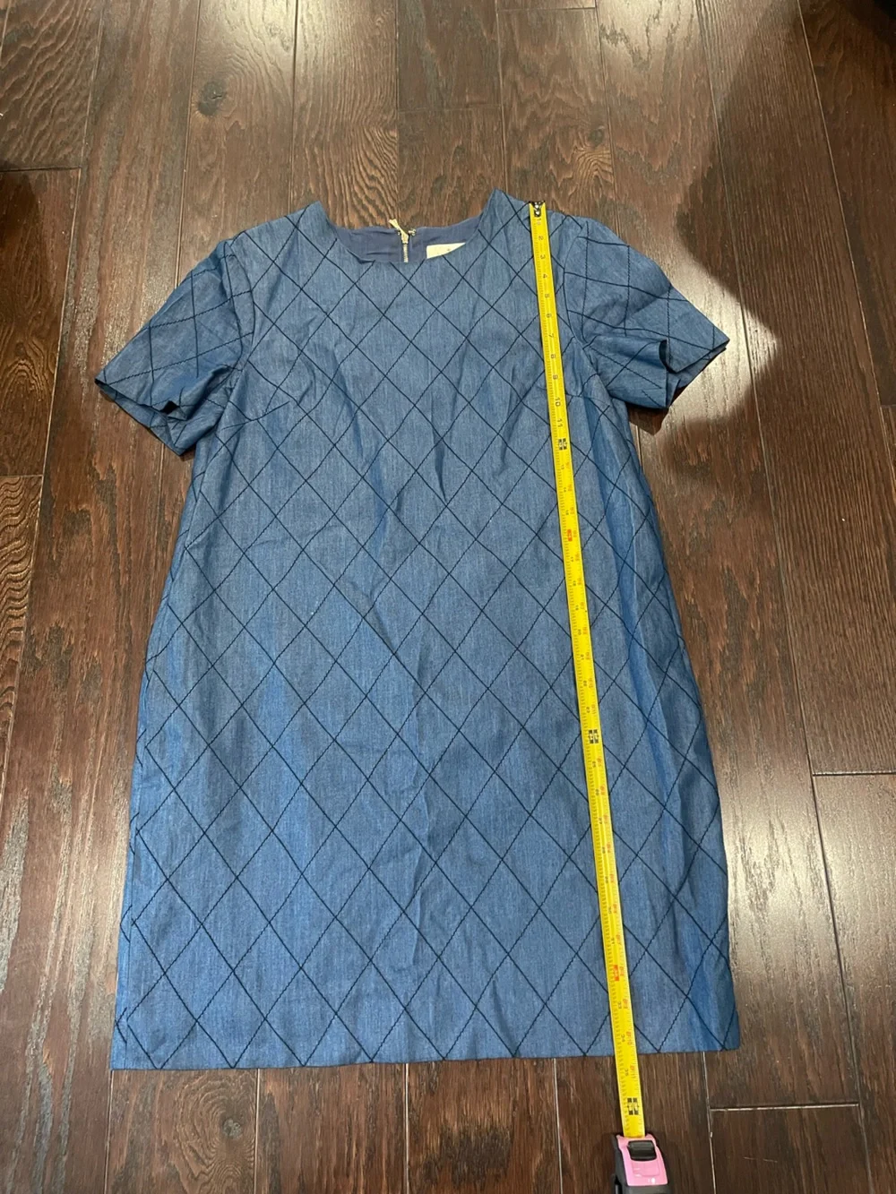 Kate Spade quilted chambray denim shift dress Diamond Stitch Pattern Size 6